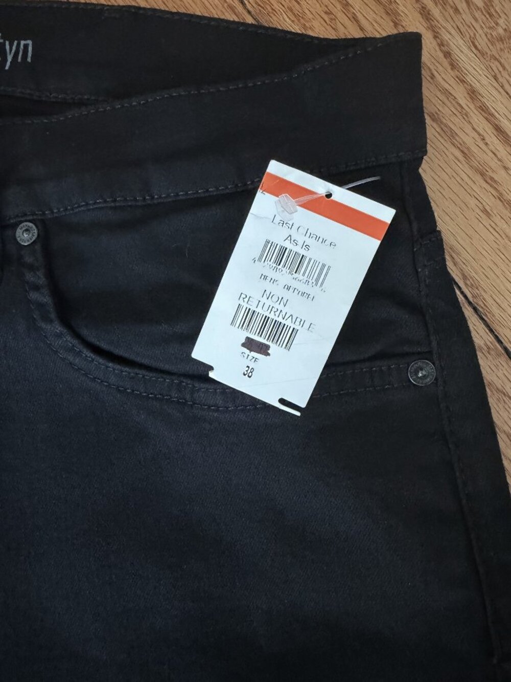 7 For All Mankind Austyn Relaxed Straight Jeans Squiggle Pocket Black Onyx 38 - Picture 4 of 8